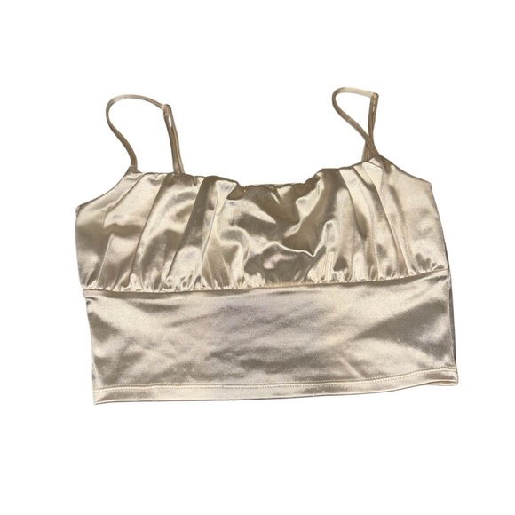 Divided H & M Satin Ruched Cami Crop Top Size Small - Picture 2 of 7